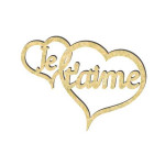 Cœur découpé en bois Je t'aime - 5 x 3,4 cm