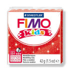 Pâte à modeler polymère Fimo Kids 42 g Pailletée - 212 - Rouge pailleté