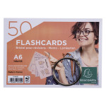Paquet de 50 Flashcards sous film + anneau Bristol ligné perforé A6