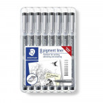 Feutre noir Pigment liner Boîte 5 + 3 pcs - Staedtler