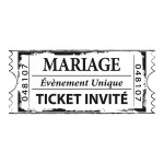 Tampon bois « mariage ticket invité »
